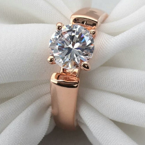 Anillo De Compromiso En Seis Baños Oro 18k Cristales Amor