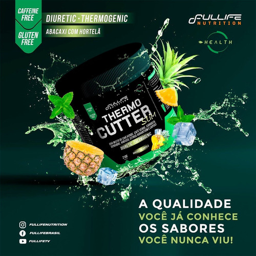 Termogênico Thermo Cutter 210g Fullife - Chá Verde Hibisco Sabor Abacaxi Com Hortelã