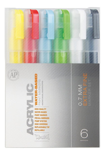 6 Marcadores De Colores Extrafinos 0,7mm - Montana