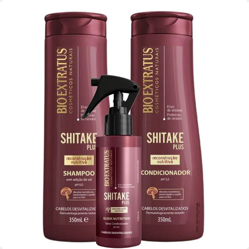 Kit Shitake Plus Com Finalizador Spray Elixir Bio Extratus