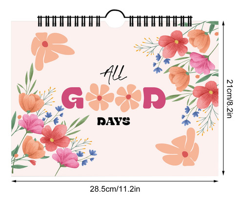 Bloc De Notas Inspirador Con Tema De Flores De Borde, 12 Mes