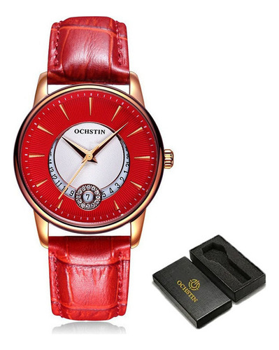 Reloj De Cuarzo Ochstin Con Calendario De Moda Para Mujer Color Del Bisel Rojo