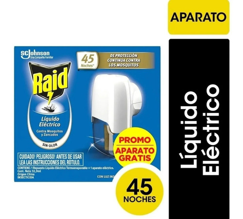 Raid Aparato Eléctrico + Repuesto Líquido Mata Mosquitos