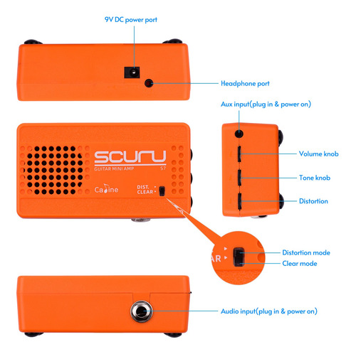 Imagen 6 de 9 de Caline S7 Portátil Guitarra Mini Amplificador Altavoz 3w Con