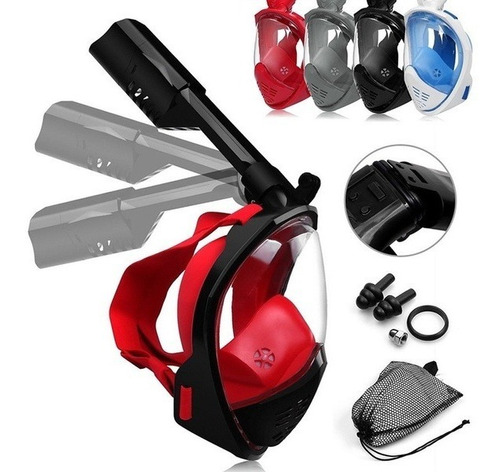 Mascara De Buceo Gopro, Plegable Antiniebla, Negra/roja S/m