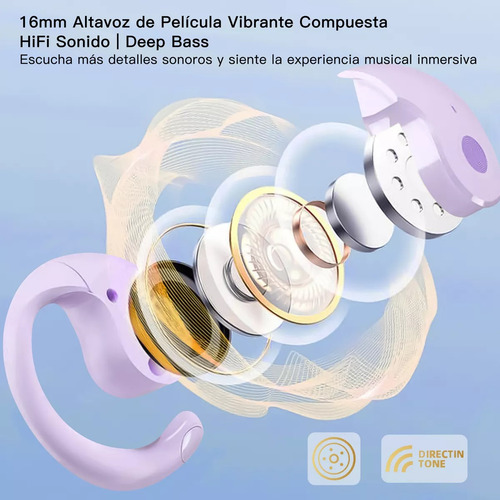 Audifonos Deportivos Inalámbricos Auriculares De Bluetooth Violeta