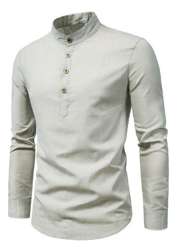 Camisa Fina De Manga Larga De Estilo Coreano Para Hombre