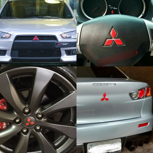 Imagem 1 de 4 de Combo Apliques Adesivos Vermelhos Lancer Completo Emblemas