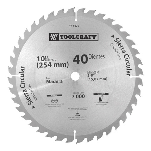 Disco Sierra Circular Madera 10 60 Dientes Toolcraft Tc2330