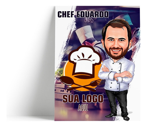 Quadro Decorativo Mdf Com Caricatura Cozinheiro 19x28 Cm