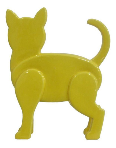 Gato Decorativo De Cerâmica Amarelo 22x23cm
