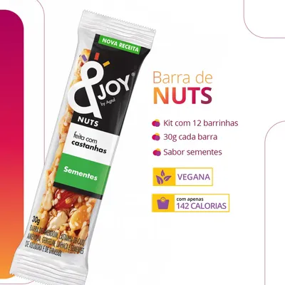 Barra De Castanha Nuts Ejoy Sementes Caixa Com 12 Un 30g