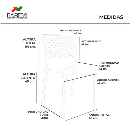 Imagen 7 de 7 de Pack X 4 Sillas De Jardín Torino Apilables | Contado