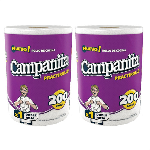 Rollo De Cocina Campanita 200 Paños Pack X2