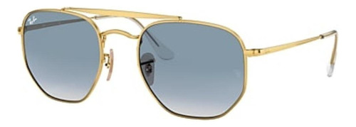 Gafas de sol Ray-Ban General Marshal Large con marco de metal color polished gold, lente light blue degradada, varilla polished gold de metal - RB3648