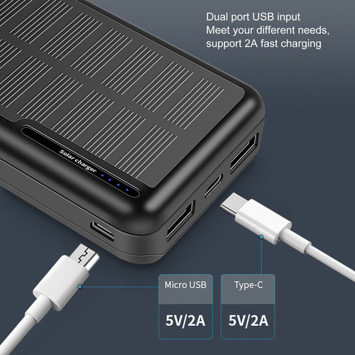 D Banco De Energía Solar Portátil De 3000 Mah Con Doble