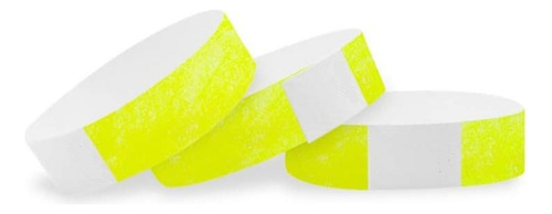 100 Pulseras Tyvek Amarillas Neon (sin Impresión) Eventos!