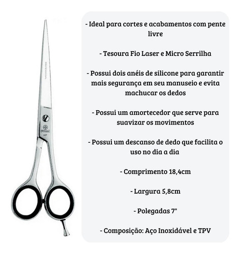 Tesoura De Cabelo Fio Laser Professional Inox Bc353-7