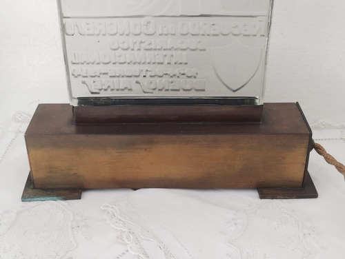 Antigua Lámpara Religiosa Conmemorativa Bronce Transparente + Vidrio (Usado)