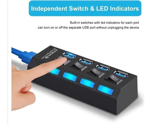 Imagen 3 de 3 de Kit De 2 Multi Charger 7 Puertos Usb 2.0 Hub C/adaptador On