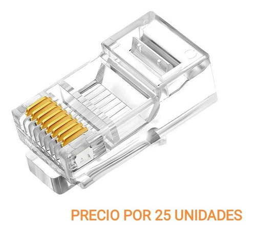 Conector Rj45 Cat 5 X 25 Unidades Para Cable Utp Redes