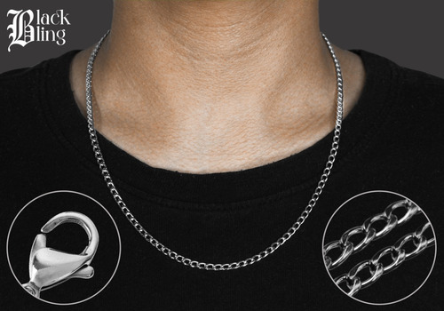 Collar Color Plateado Basico Corte Cartier Acero Inoxidable