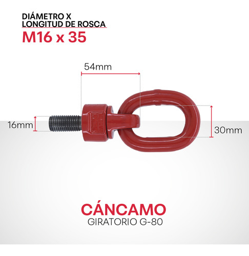 Perno De Ojo Giratorio G80 M16x35 1.12t Ecom