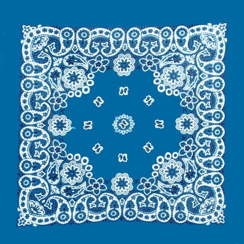 Bandana Country Estampa Floral Azul Tecido 40x40
