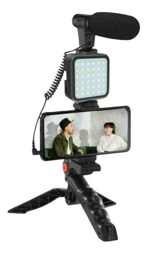 Kit Vlogger Móvil Con Soporte Luz Led Y Micrófono