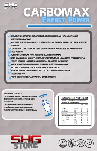Shg Pro 800gr + Carbomax 800gr (proteína + Carbohidratos)