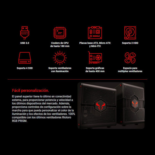 Gabinete Gamer Riotoro Gpx100 Morpheus Convertible Mid-mini