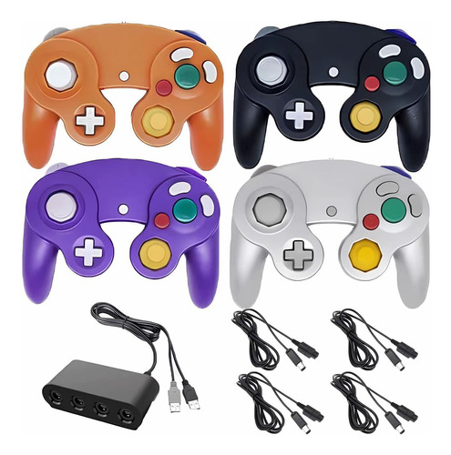 4 Controladores Para Gamecube, Con 4 Cables De Extensión Y.