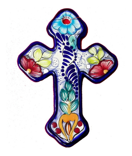 Imagen 1 de 1 de Cruz De Talavera Poblana Color 19x13 Cm Personalizada Crz