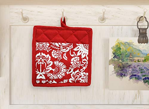 Set De Agarraderas - Rojo, Agarradera De Algodón 100% Con Re