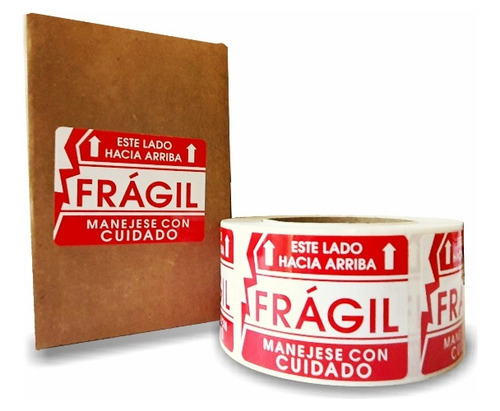 10 Rollos Etiquetas Frágil Laminada 2 1/4x3 De 500 Pz. C/u