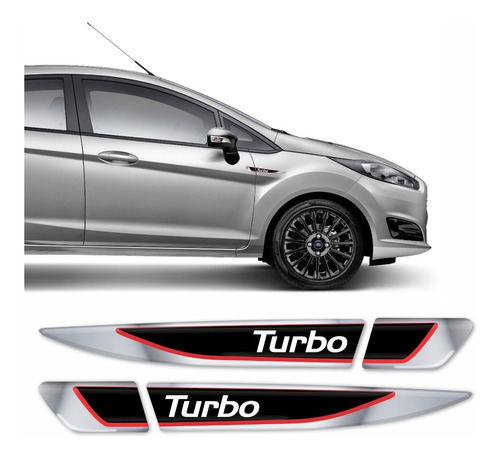 Par Adesivo Aplique Lateral Ford Fiesta Turbo Emblema Rs15