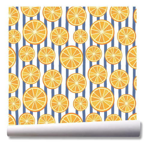 Papel De Parede Frutas Cozinha Laranja Kit 02 Rolos A143