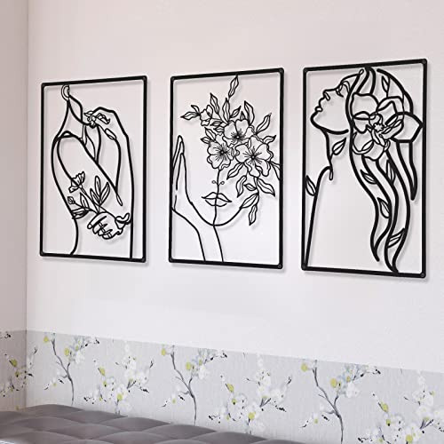 3 Piezas De Arte De Pared Minimalista De Metal Dibujo D...