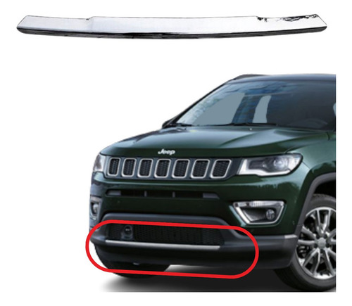 Aplique Friso Cromado Parachoque Inferior Jeep Compass 2017