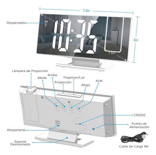 Reloj Despertador Digital Con Pantalla Led, Despertador