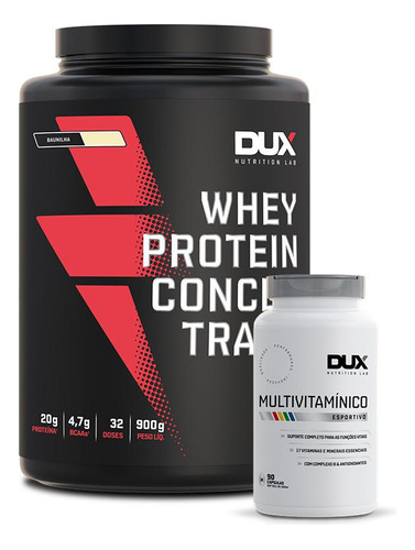 Dux Nutrition Whey Protein Concentrado 900g + Multivitamínico Sabor Cappuccino