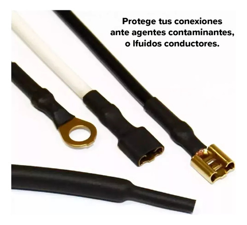 Tecneu 10 Metros de Thermofit Termorretráctil 5mm 13/64in Termofit Negro Aislante