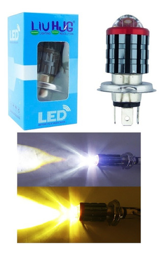 Ampolleta H4 Led Para Moto Con Lupa Alta / Baja Dúo Color