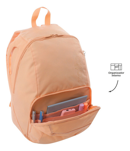 Totto Mochila Resistente Con Organizador Interno Morral Omet Coral Claro Lisa