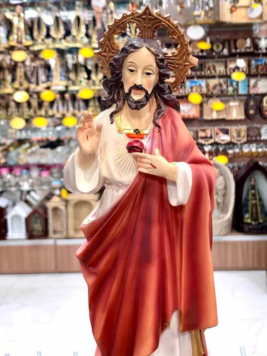 Imagem Sagrado Coração De Jesus 32cm Resina Importada Lindo!