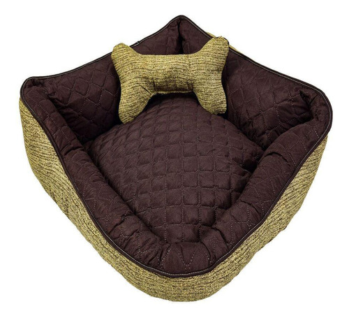 Cama Pet De Canto Luna Impermeável Grande Marrom Avelã