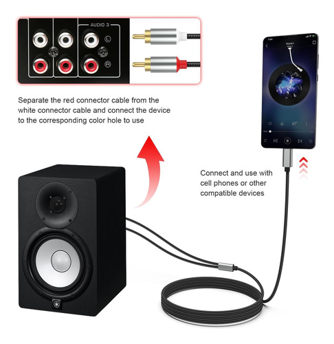 Cable De Audio Rca Usb C A 2 Rca, Type C A Dual Rca Stereo
