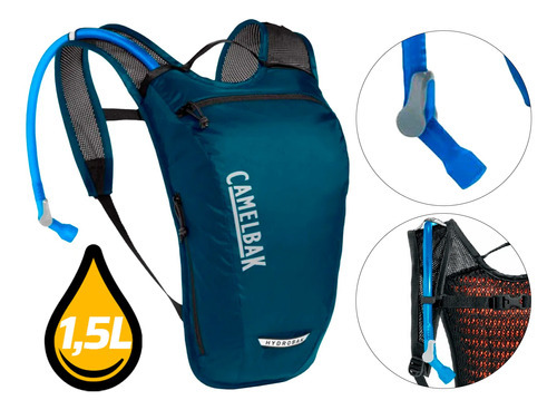 Mochila Hidrataçãol C/ Bolsa D`água Bike 1,5l Camleback Azul Desenho Do Tecido Liso