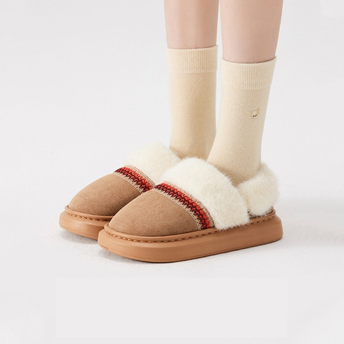 Ethnic Style Cotton Slippers With Thick Soles And Non-slip
