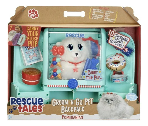 Rescue Tales Groom 'n Go Pet Backpack, Plush Pet Pomeranian